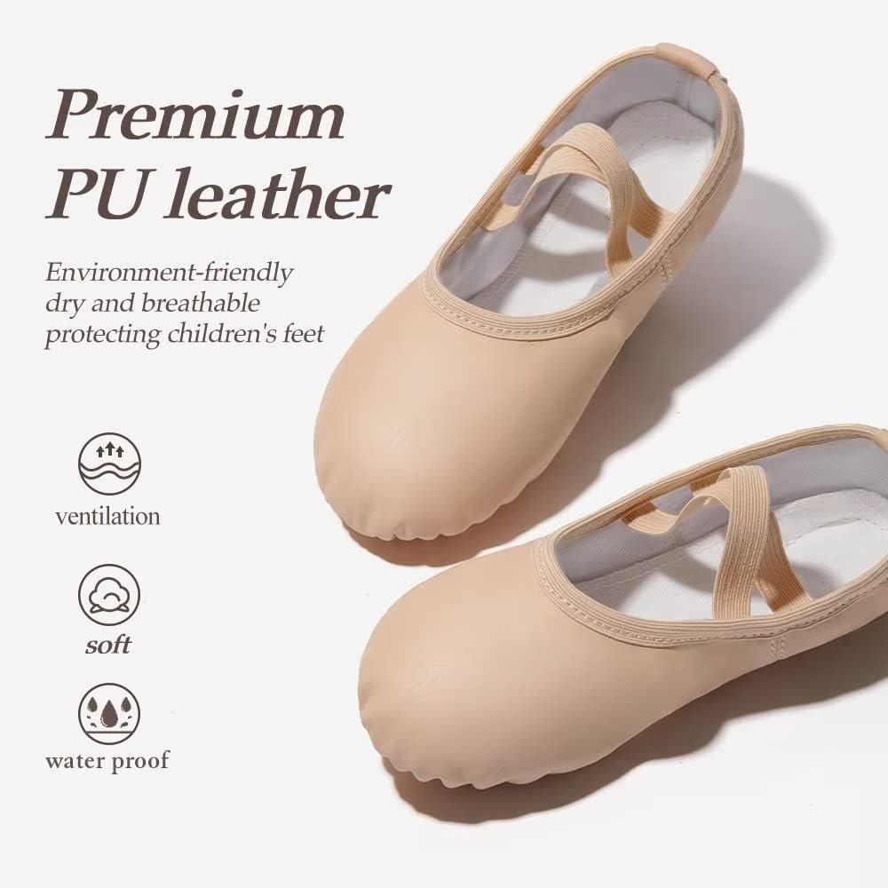 Toddler Girls' Ballet Shoes, Soft Genuine Leather Ballet Shoes, Lace-up Ballet Shoes, Girls' Dance Shoes (Toddlers/Younger Children/Older Children/Women) - Image 2
