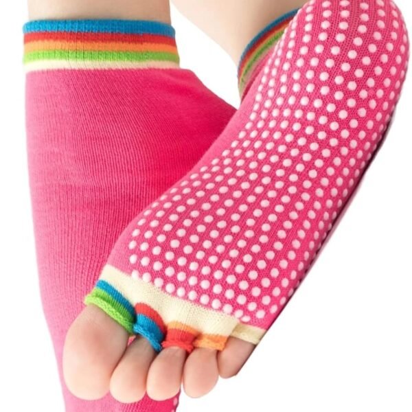 Women's yoga Pilates open-toe socks with anti-slip design - colorful anti-slip padded open-toe socks, suitable for dance and ballet