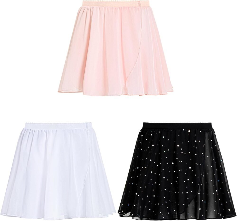 Girls' Dance Ballet Skirt, Chiffon Wrap Skirt, Fluffy Ballet Skirt, Suitable for Toddlers/Little Girls Aged 4-11