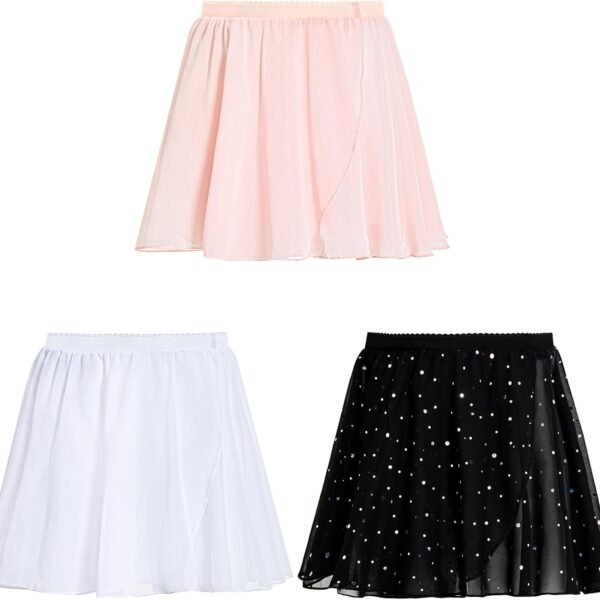 Girls' Dance Ballet Skirt, Chiffon Wrap Skirt, Fluffy Ballet Skirt, Suitable for Toddlers/Little Girls Aged 4-11
