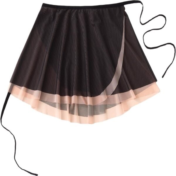 Ballet tutu, double-layered two-tone mesh, one-piece tie-waist design, elastic waistband