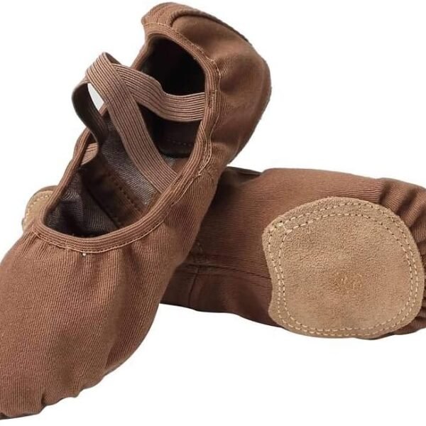 Girls' Dance Shoes, Elastic Canvas Split-Toe Sole
