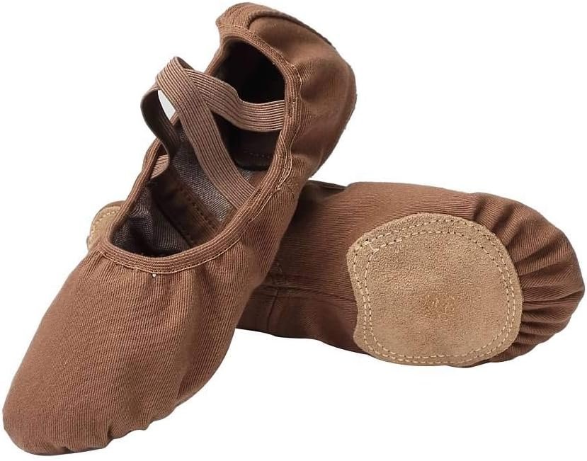 Girls' Dance Shoes, Elastic Canvas Split-Toe Sole