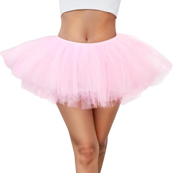 Women's Five-Layer Tutu Skirt, Ballet Bubble Skirt, Fluffy Stretch Tulle Mini Skirt, Halloween/Christmas Costume