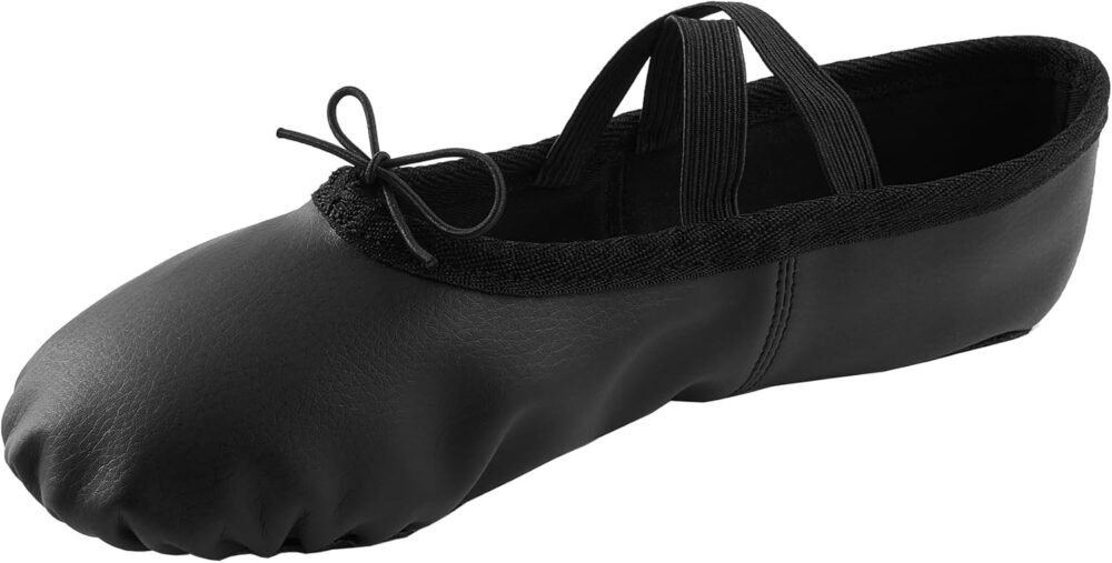 Women's PU Leather Ballet Shoes, Split-Sole Flat Ballet Shoes, Adult Dance Training Shoes