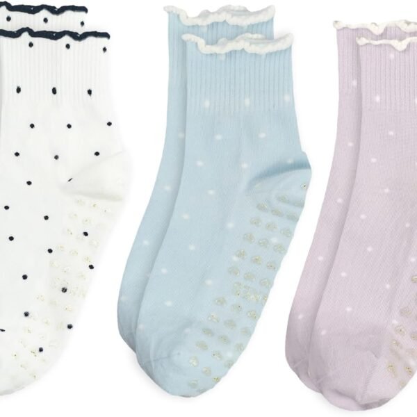 Women's cute polka dot yoga socks - Fits US sizes 5-9 - Ideal for yoga, Pilates, ballet bars, and dance