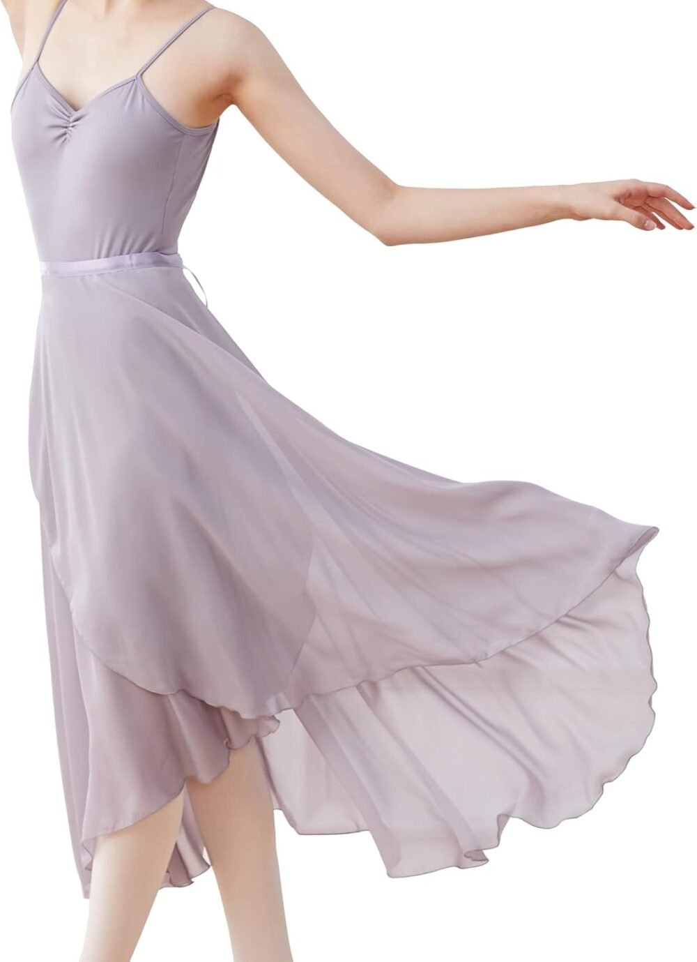 Long chiffon ballet tutu for women, tie-waist dance wrap skirt for women