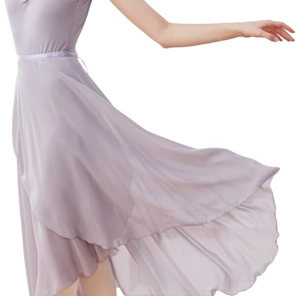 Long chiffon ballet tutu for women, tie-waist dance wrap skirt for women