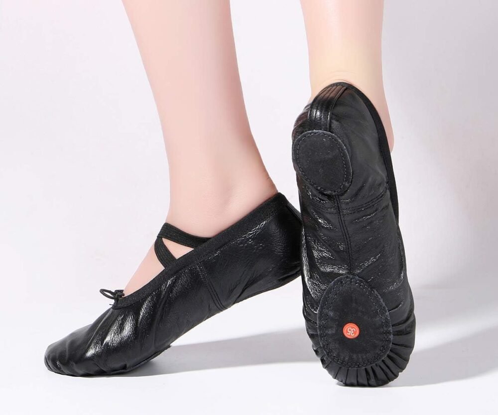 Women's PU Leather Ballet Shoes, Split-Sole Flat Ballet Shoes, Adult Dance Training Shoes - Image 2