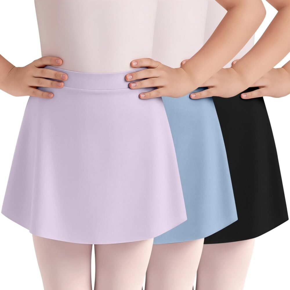 3-piece set Girls' ballet tutus, dance and yoga sportswear for children aged 2-12, elastic waistband wrap mini skirt