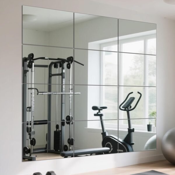 Full-Length Wall Mirror, High-Definition Glass Fitness Mirror, 12-Piece Pack, 12-inch x 16-inch Wall-Mounted Mirror, Suitable for Home Gyms, Dance/Yoga Studios, Bedrooms, and Doorways