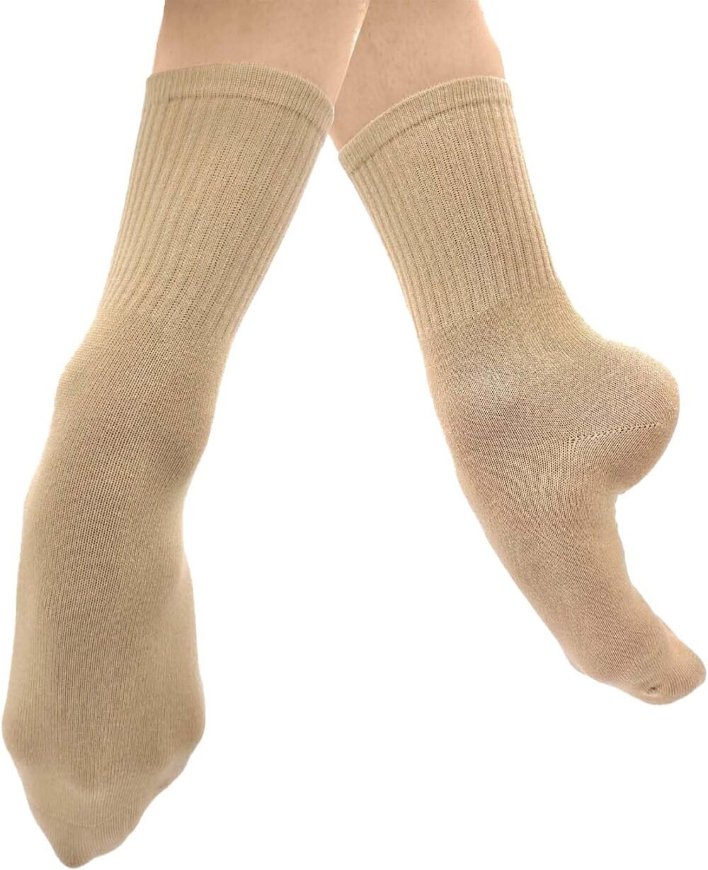 Vegan Dance Socks; acrylic material; protects toes and heels; ribbed cuff. - Image 2