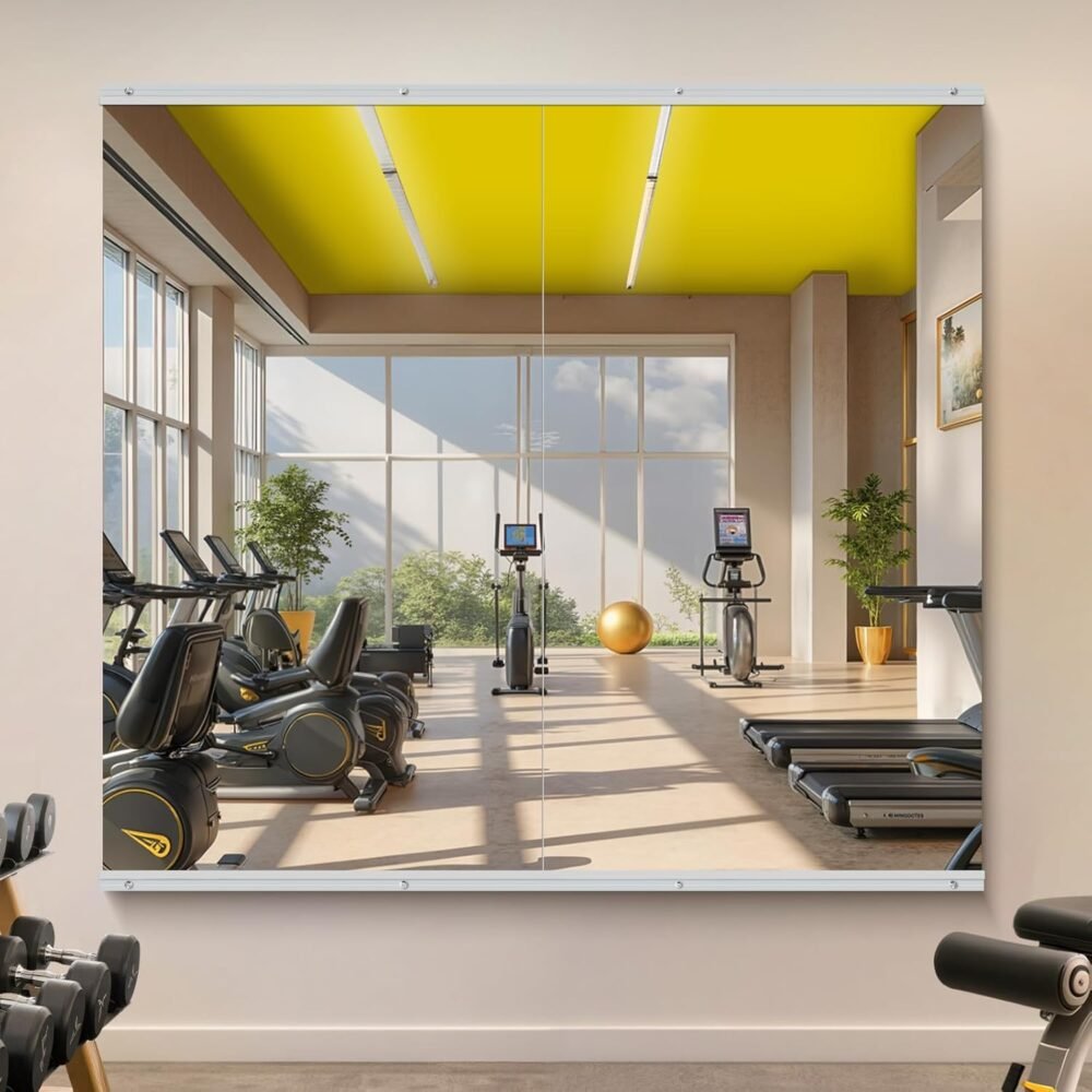 Dance Mirror - 55-inch x 30-inch, 2-piece set frameless tempered glass full-length mirror, wall-mounted - suitable for yoga, fitness, bedrooms, dance studios (silver)