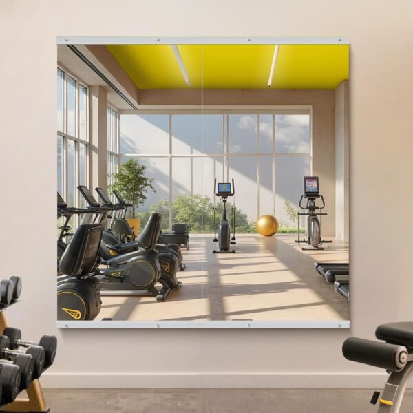 Dance Mirror - 48-inch x 24-inch, 2-piece frameless tempered glass full-length wall-mounted mirror - Suitable for yoga, fitness, bedrooms, and dance studios (silver).