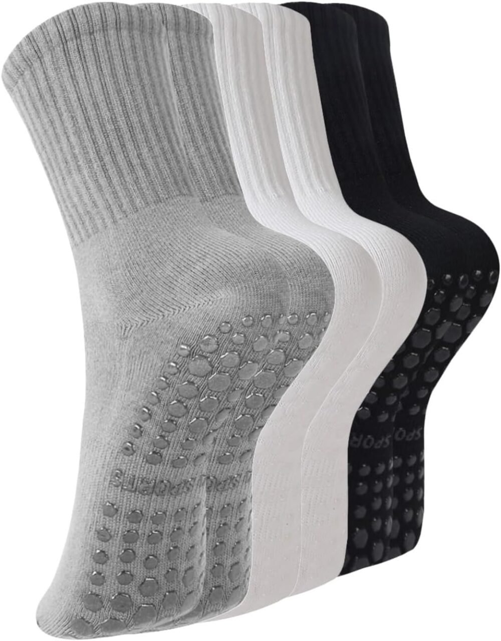 Women's Pilates Anti-slip Socks, 3-Pair Pack, Women's Anti-slip Yoga Ballet Socks, Ballet Hospital Gym Sports Socks