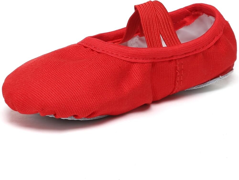 Girls' Ballet Shoes - Soft Canvas/PU Leather Dance Shoes, Non-Slip Sole, Ideal Ballet Flats for Toddlers and Children - Image 2