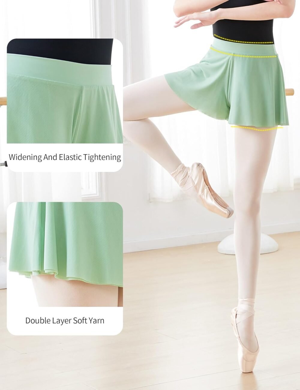 Short wide-leg ballet tutu for women, pullover style, double-layered mesh - Image 2