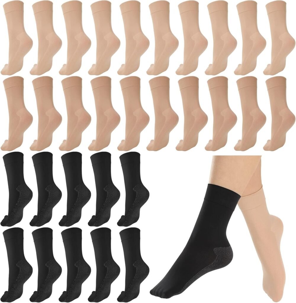 15-Pair Nude Dance Socks; women's anti-slip ankle socks; lightweight and anti-slip, suitable for dancers and girls, sizes 6-9.