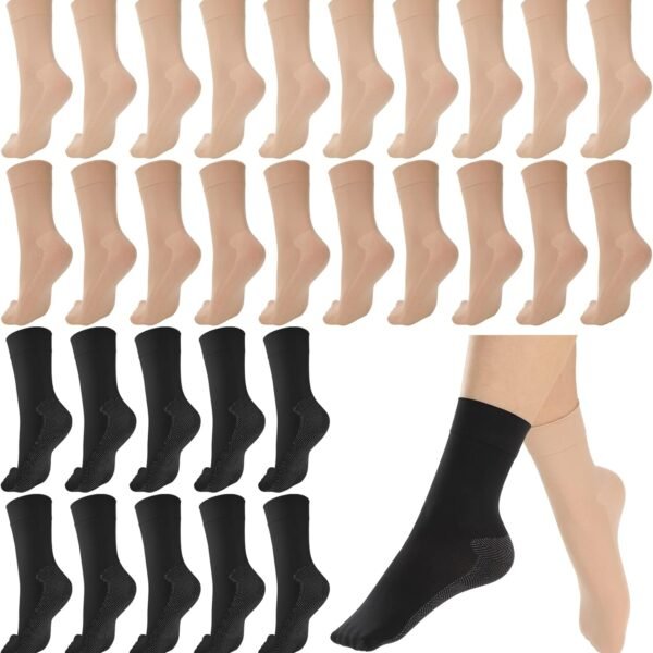 15-Pair Nude Dance Socks; women's anti-slip ankle socks; lightweight and anti-slip, suitable for dancers and girls, sizes 6-9.
