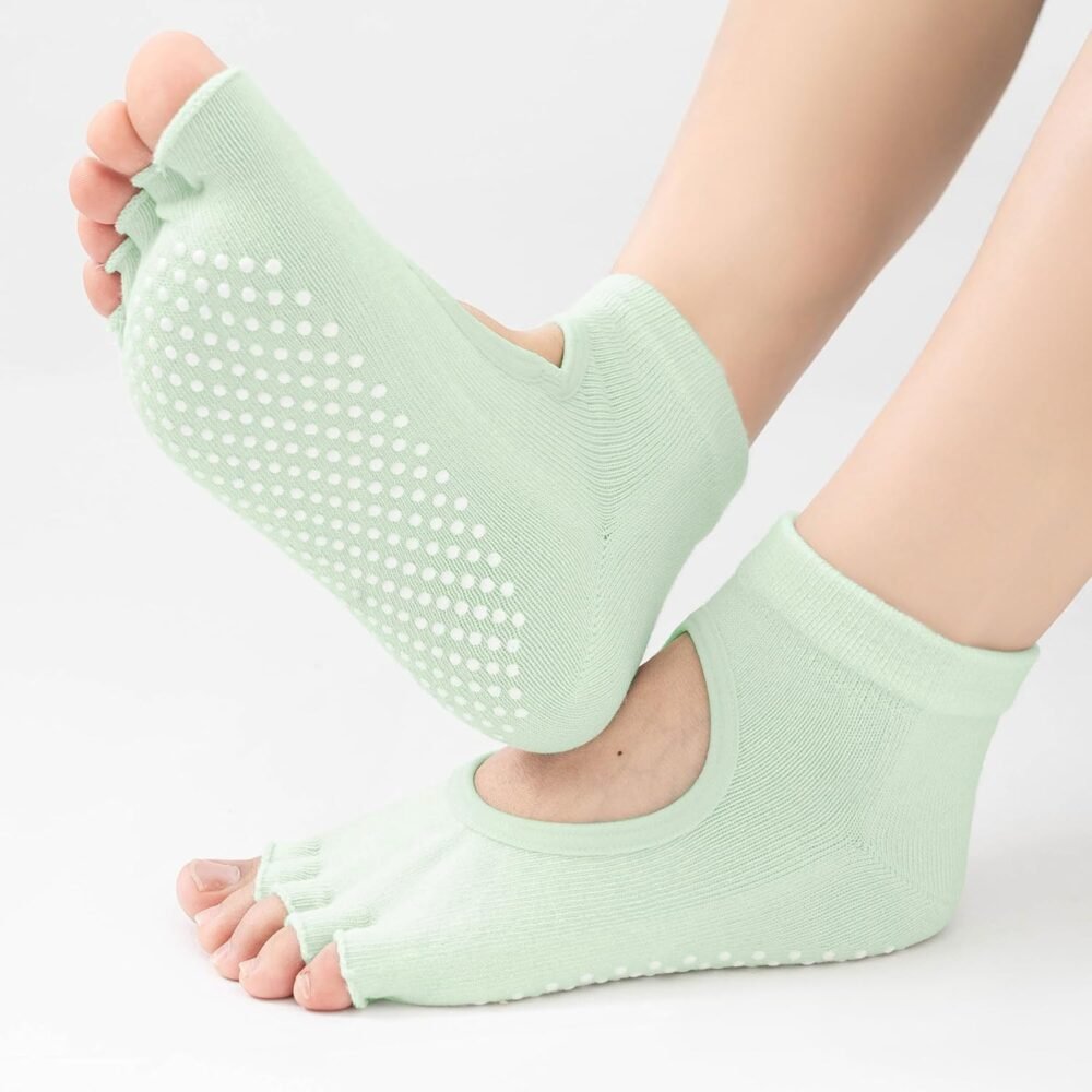 2-pack open-toe yoga socks, anti-slip design, suitable for Pilates, ballet, barefoot workouts, pure cotton open-toe sports socks - Image 2