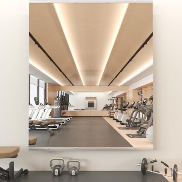 Gym mirror, 56 inches x 16 inches (each) - 2-piece, full-length mirror, suitable for yoga, garages, dance studios, rust-proof, tempered glass, frameless mirror, wall-mounted large gym mirror