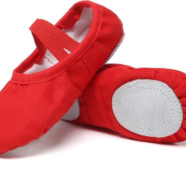 Girls' Ballet Shoes - Soft Canvas/PU Leather Dance Shoes, Non-Slip Sole, Ideal Ballet Flats for Toddlers and Children