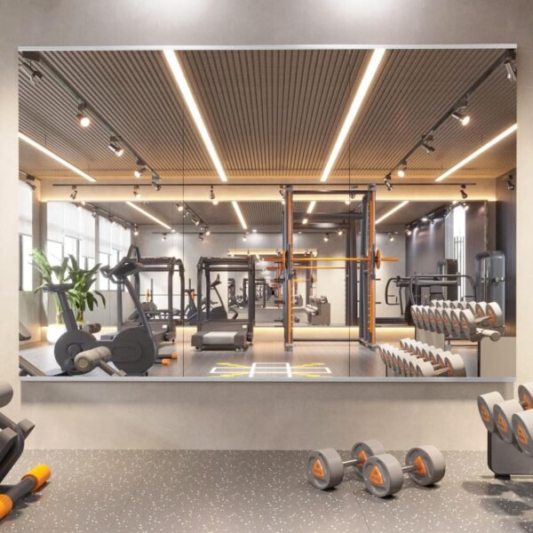 3-Piece Dance Mirror 56x16 Large frameless tempered glass wall-mounted mirror, suitable for gyms, yoga studios, and dance studios.