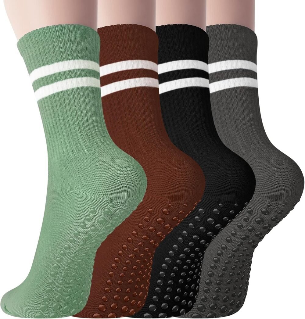 Women's long non-slip Pilates socks, with anti-slip particles, suitable for ballet, dance, hospital sports, non-slip sports