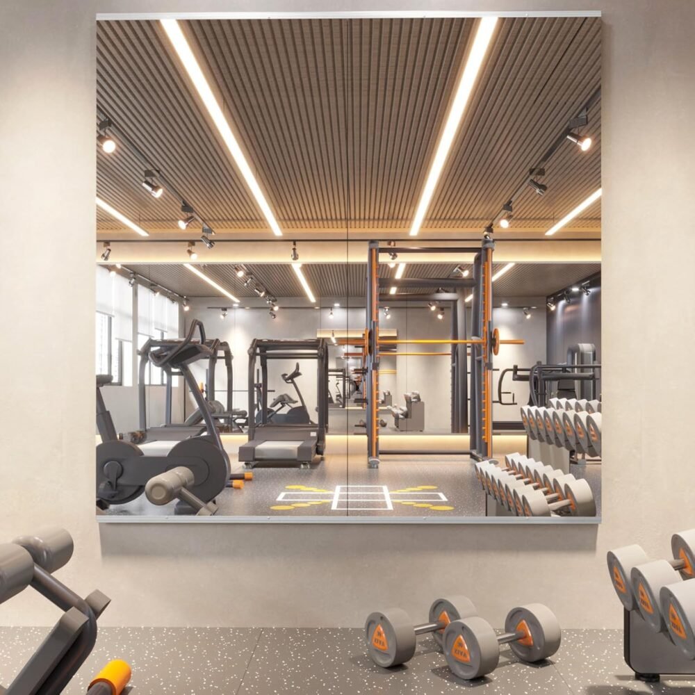 Dance Mirror, 48-inch x 24-inch (each) - 2-piece set, large frameless tempered glass full-length mirror, wall-mounted, suitable for yoga, exercise, dance studios