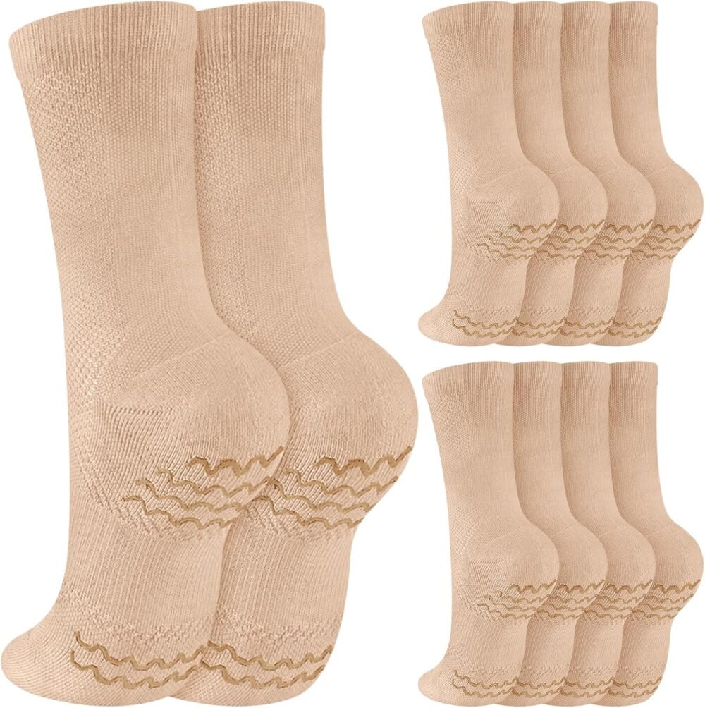 4-Pair Dance Socks (Anti-Slip), suitable for dancers, women, and girls; ballet socks with rotation point compression ankle socks.