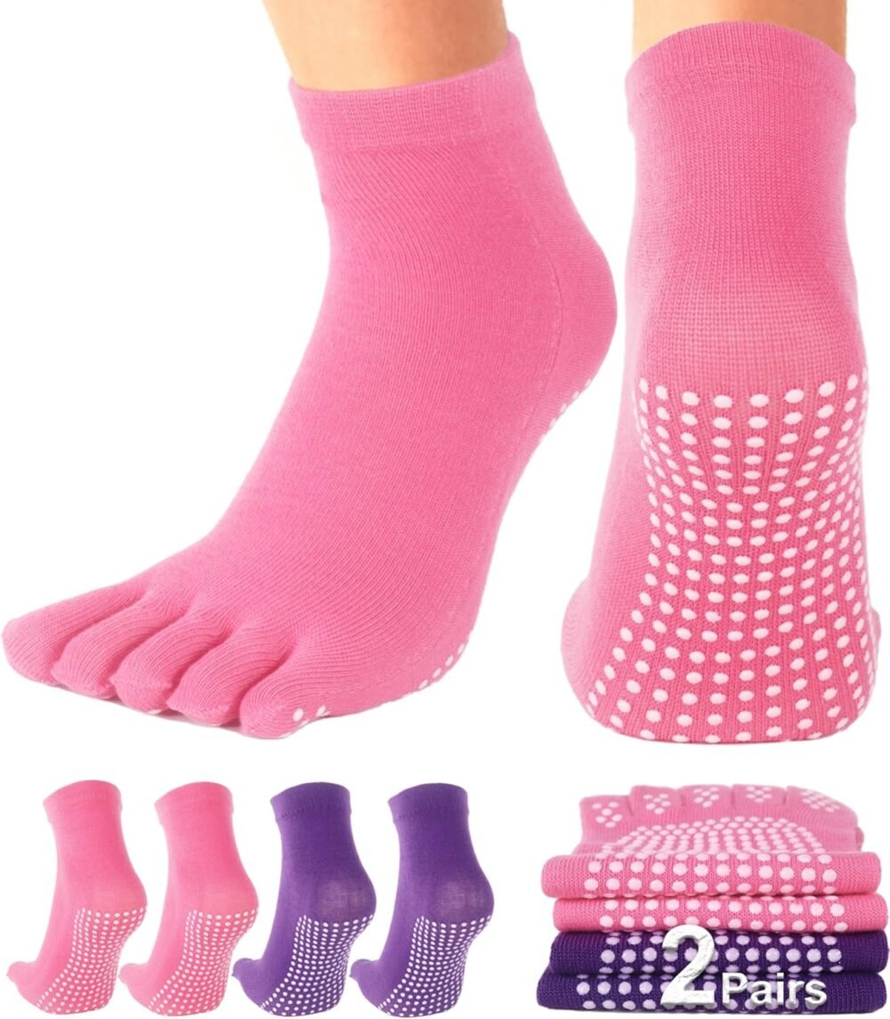 Women's Half-Pair Anti-slip Yoga Socks, Anti-slip Full Toe, Suitable for Pilates, Ballet, Dance, etc.