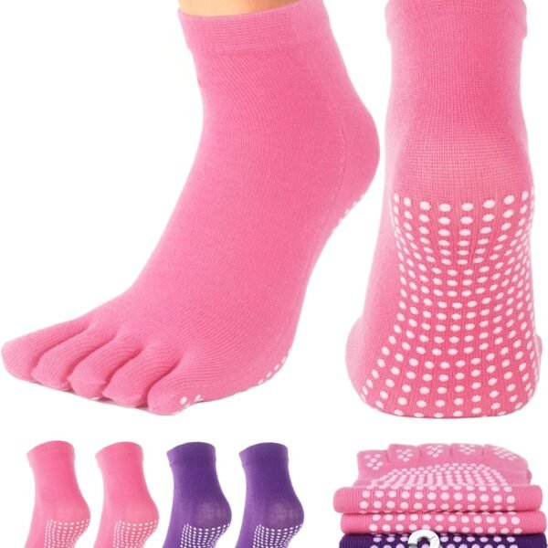 Women's Half-Pair Anti-slip Yoga Socks, Anti-slip Full Toe, Suitable for Pilates, Ballet, Dance, etc.