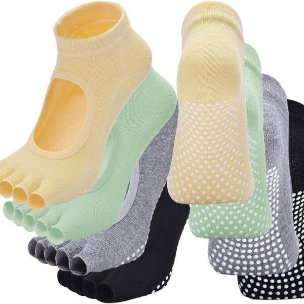 2-pack open-toe yoga socks, anti-slip design, suitable for Pilates, ballet, barefoot workouts, pure cotton open-toe sports socks