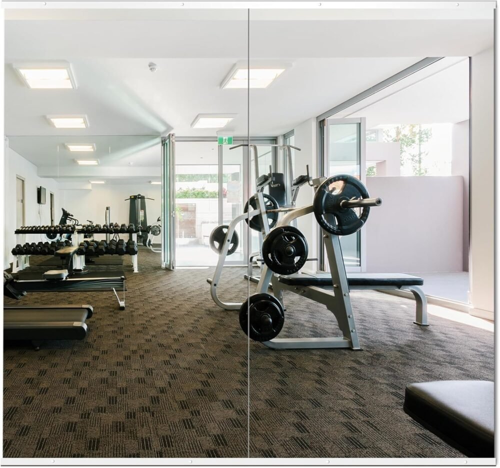 Home gym equipment mirror, 54-inch x 28-inch x 2 panels, large full-length tempered glass frameless wall-mounted mirror, suitable for gyms, yoga studios, garages, bedrooms, bathrooms