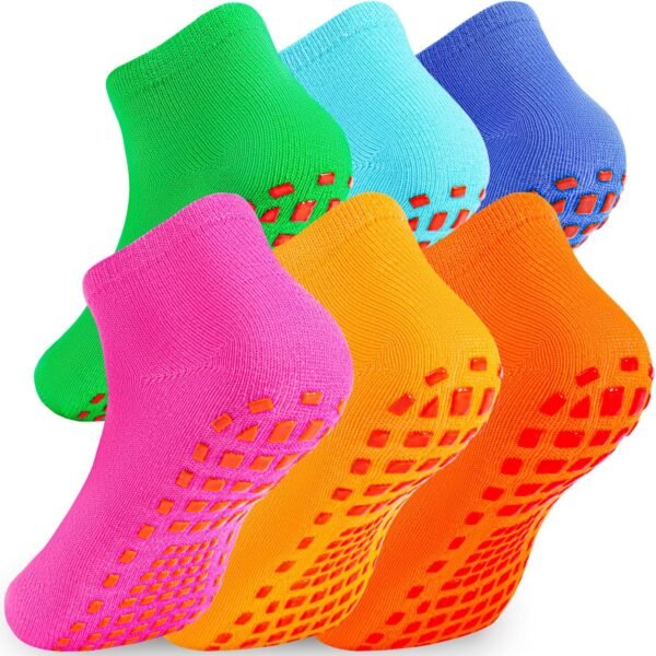 Children's Anti-slip Socks, 6-Pair Pack, Anti-slip Sticky Children's Slippers, Boys' and Girls' Yoga Trampoline Anti-slip Socks