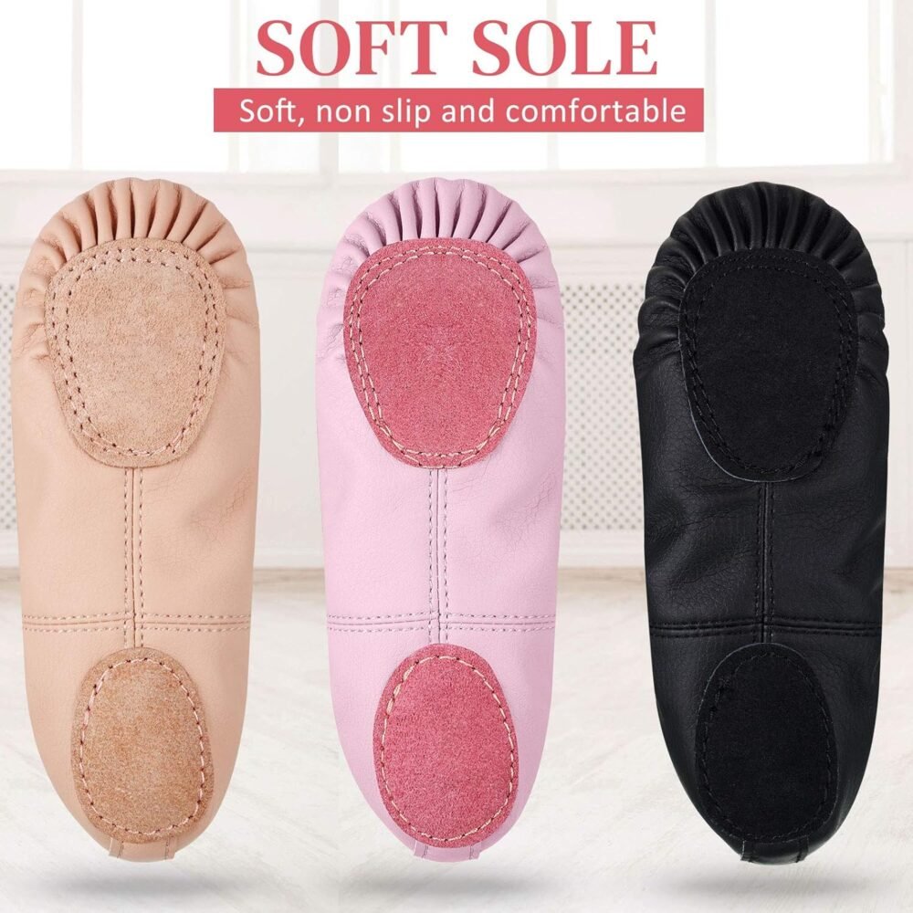 3-pair ballet flats, suitable for toddlers, soft leather dance shoes - Image 2