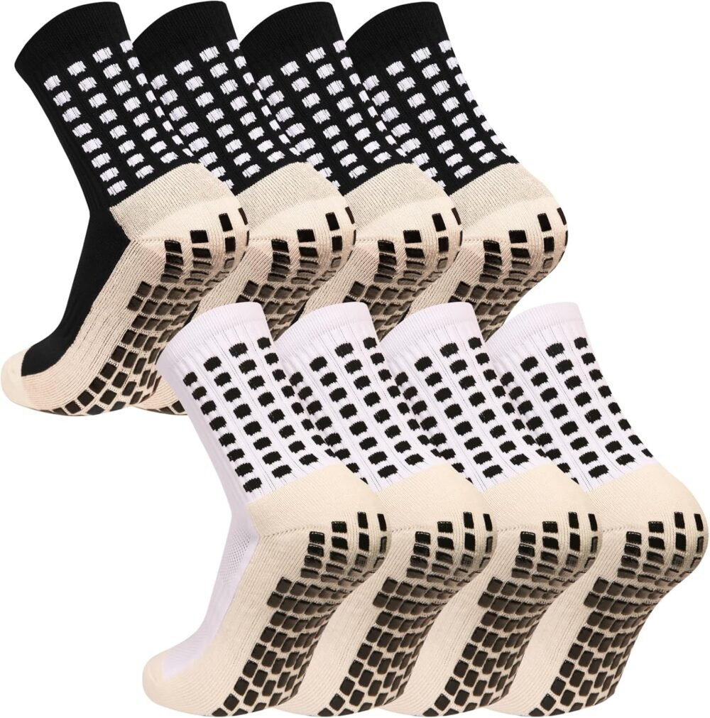 Men's non-slip soccer socks, non-slip sports socks, with anti-slip mat, suitable for soccer, basketball, etc., sizes 2/4/6
