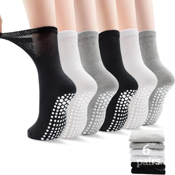 Women's non-slip Pilates socks, non-slip yoga socks, suitable for pure ballet, ballet, hospital sports, etc., 6 pairs per pack
