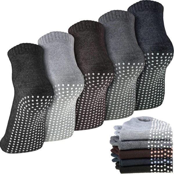 Unisex Anti-slip Socks, 5 pairs per pack, with cushioning, suitable for yoga, Pilates, ballet bars, and other home workouts
